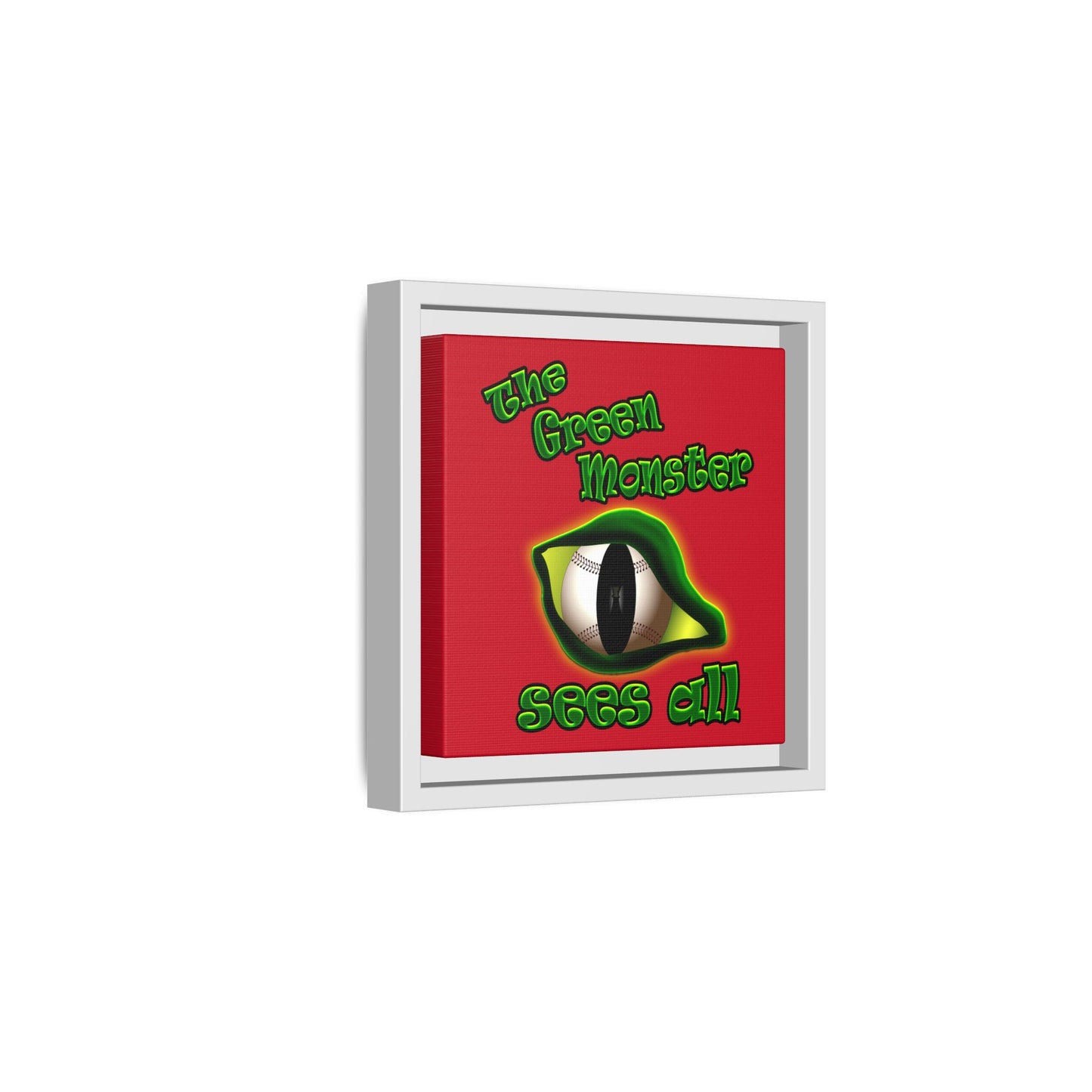 green monster - framed canvas art (dark red)