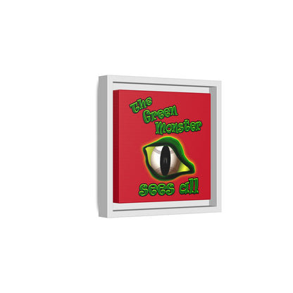 green monster - framed canvas art (dark red)