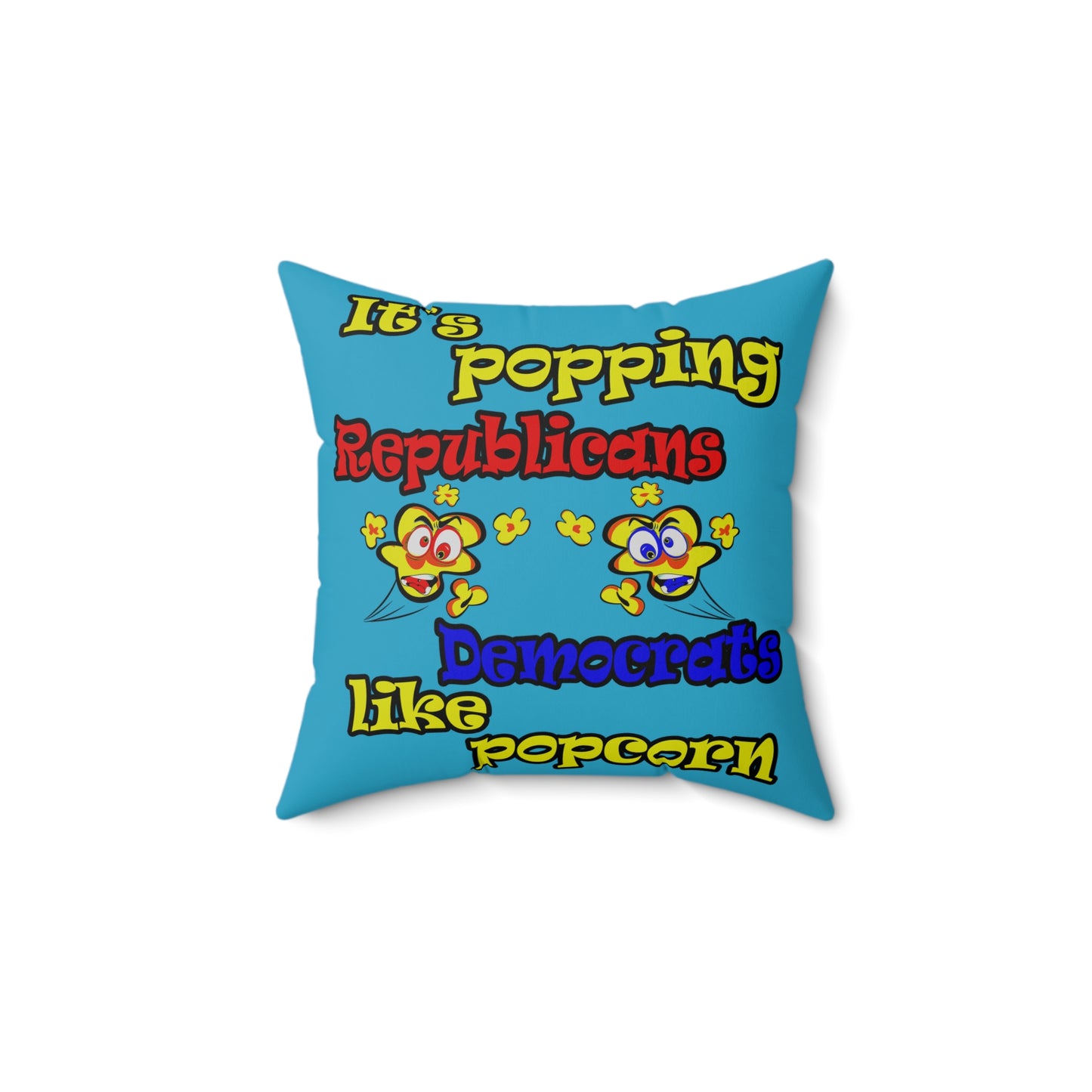 popping like popcorn - Spun Polyester Square Pillow - (turquoise)