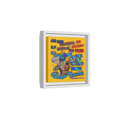 drop the beat - framed canvas art (yellow)
