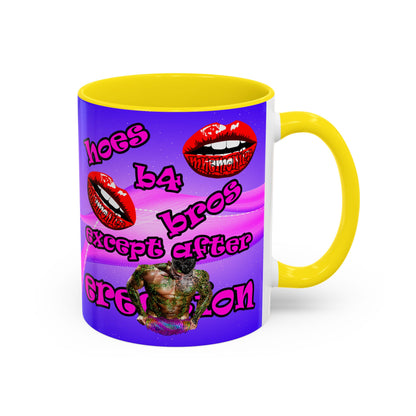 hoes b4 bros - Accent Mug (purple-pink wave)