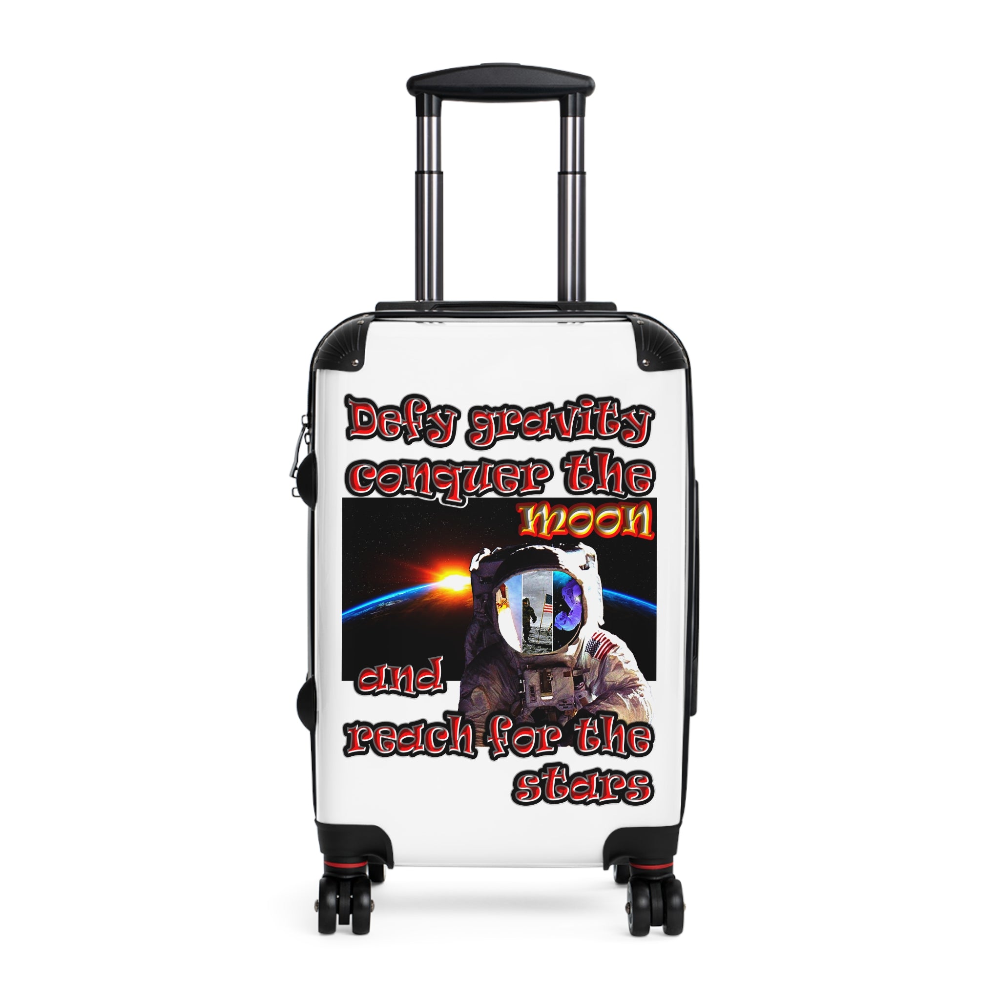 defy conquer reach - suitcase (white)