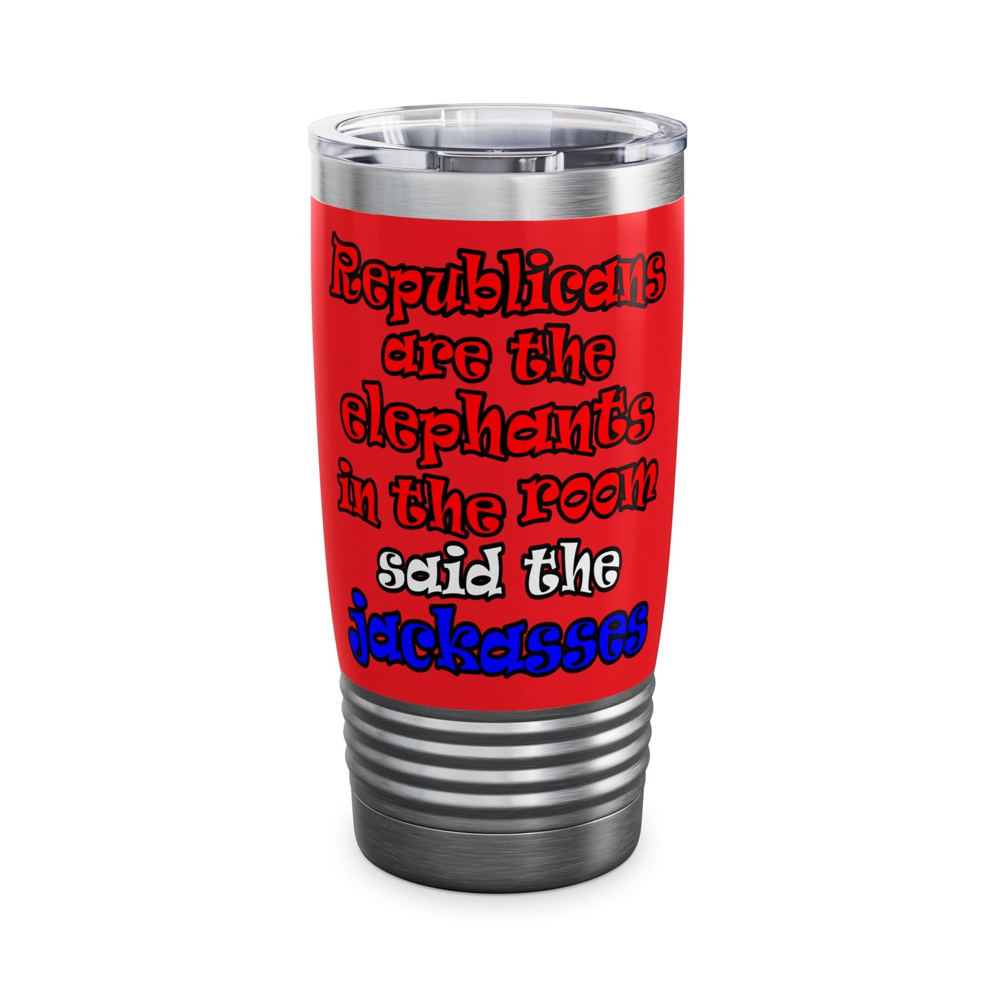 donkeys and elephants - Ringneck Tumbler, 20oz (red)