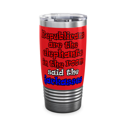 donkeys and elephants - Ringneck Tumbler, 20oz (red)