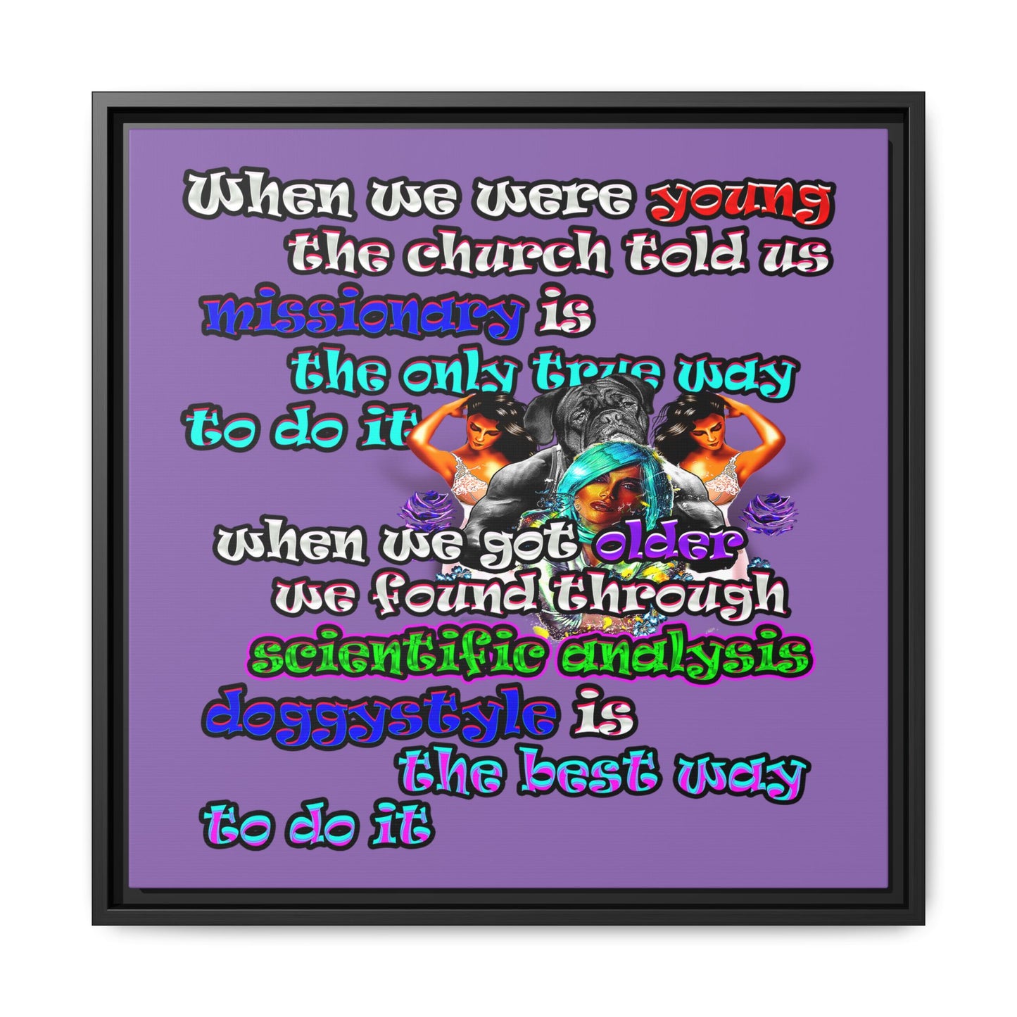 doggystyle - framed canvas art (light purple)