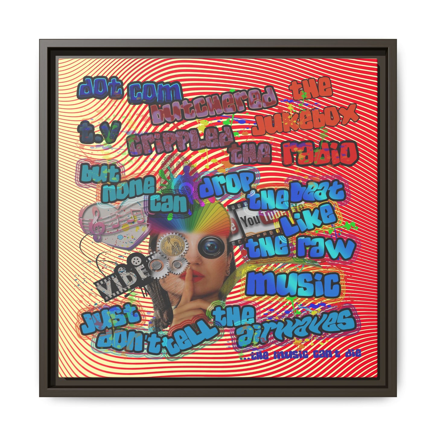 drop the beat - framed canvas art (yellow-orange wave)