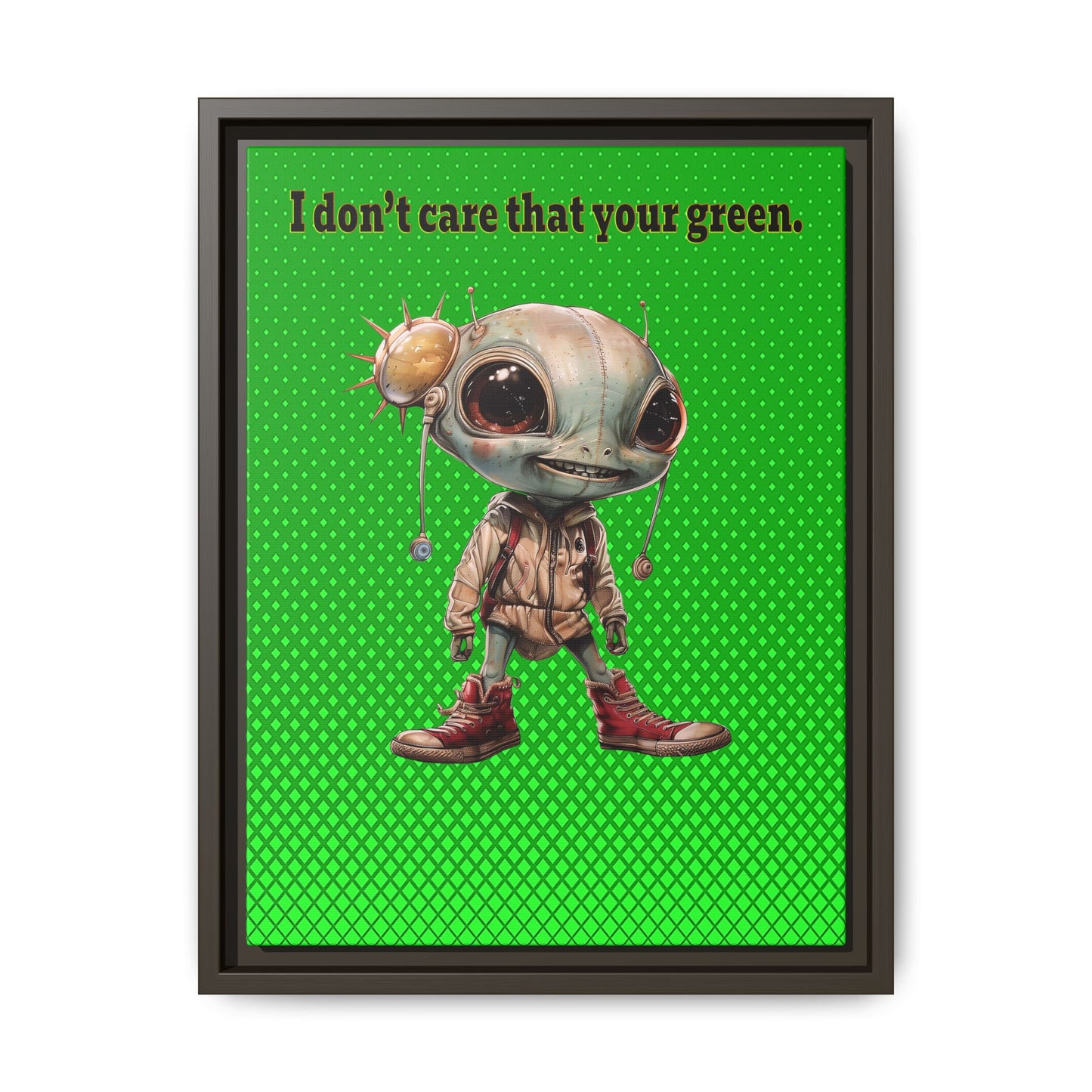 I don't care that your green - framed canvas art (logo green)