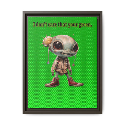 I don't care that your green - framed canvas art (logo green)