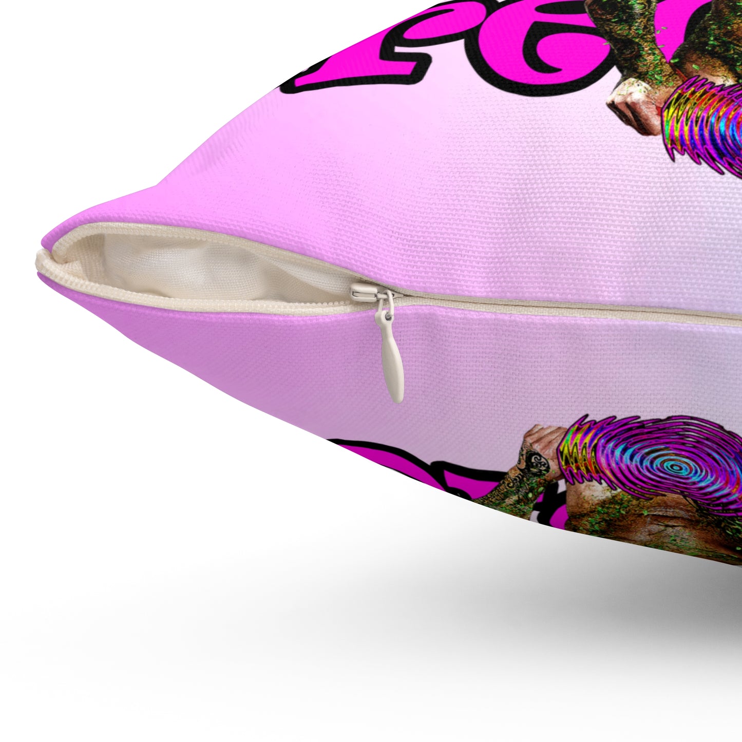 hoes b4 bros - Spun Polyester Square Pillow - (light blue-pink wave)