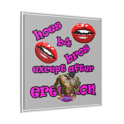 hoes b4 bros - framed canvas art (light grey)