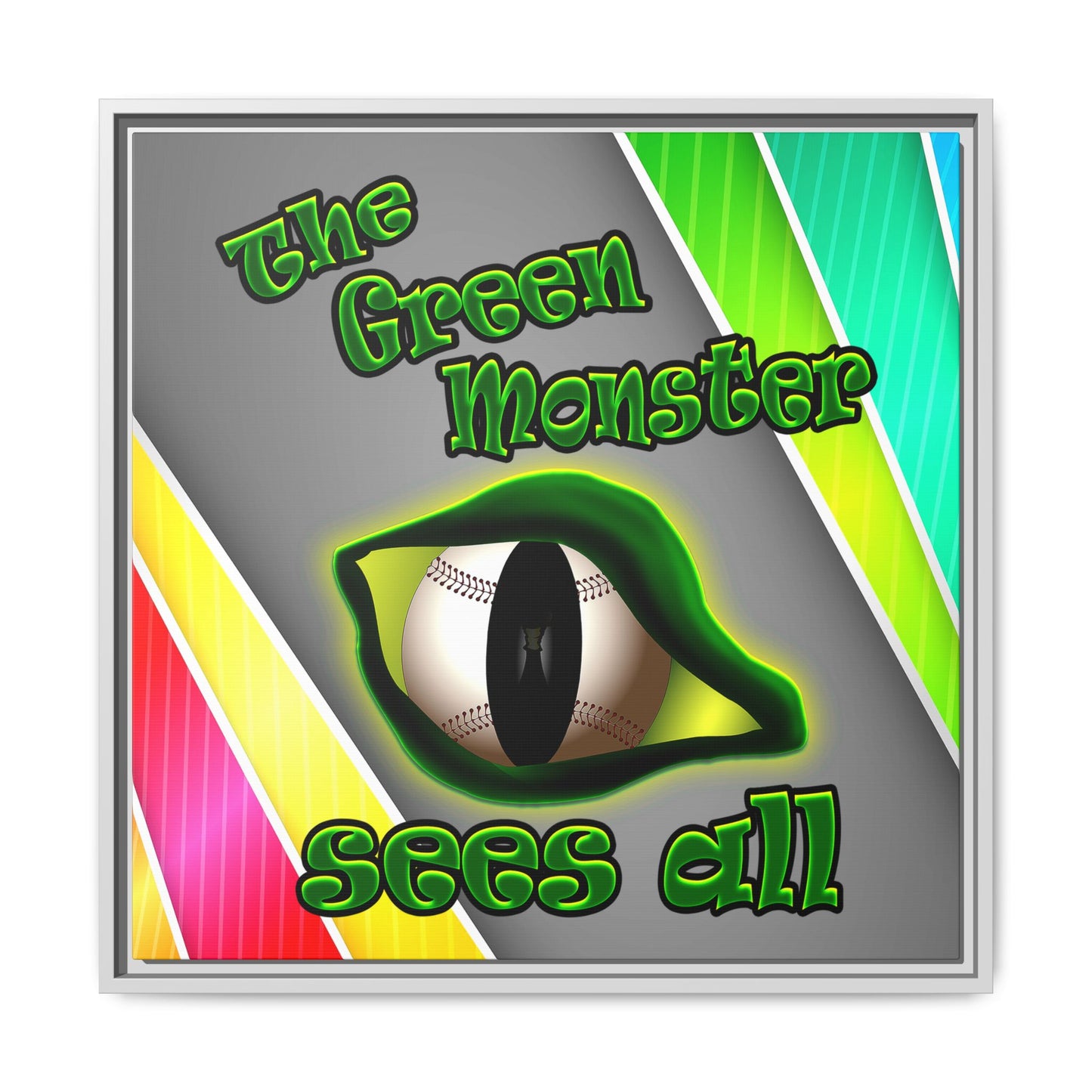 green monster - framed canvas art (rainbow split)
