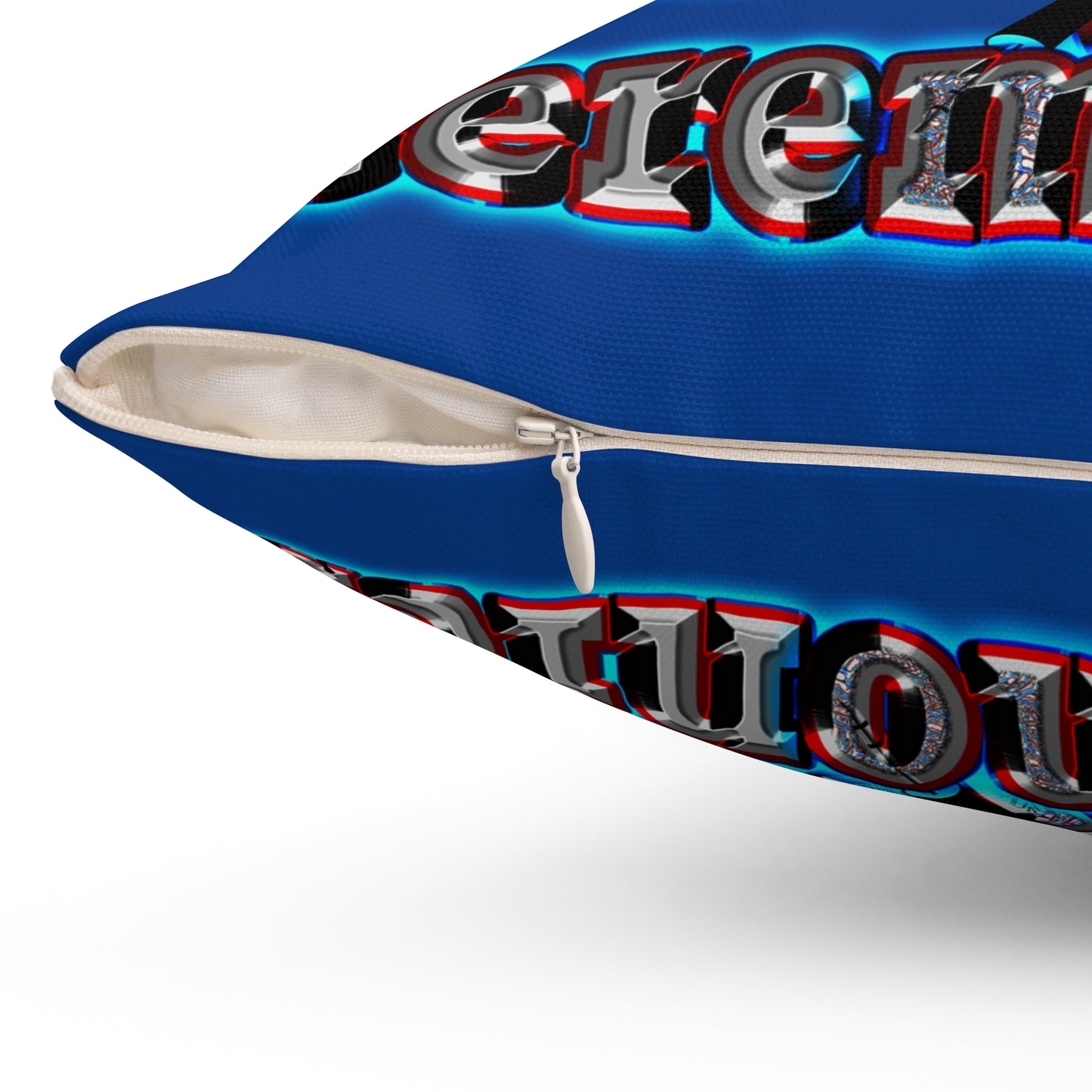 em cee squared - Spun Polyester Square Pillow - (dark blue)
