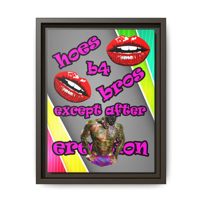 hoes b4 bros - framed canvas art (rainbow split)