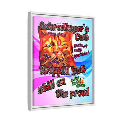 schrodinger's cat - framed canvas art (light blue-pink wave)