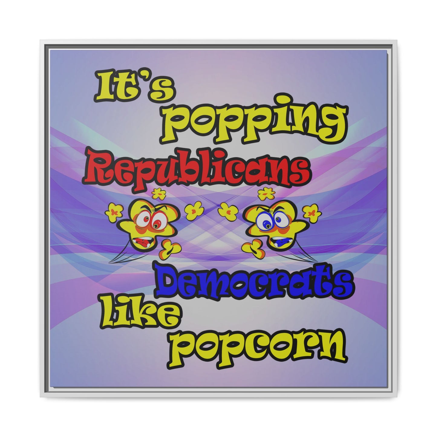 popping like popcorn - framed canvas art (light blue-pink wave)