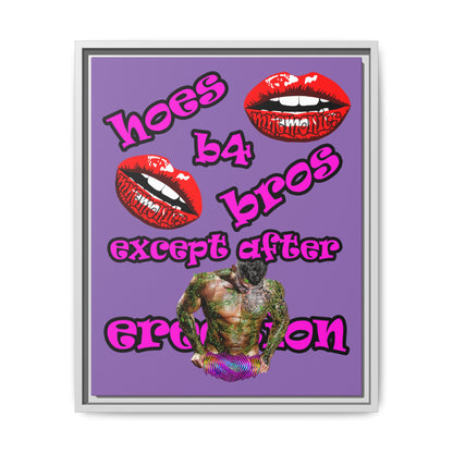 hoes b4 bros - framed canvas art (light purple)