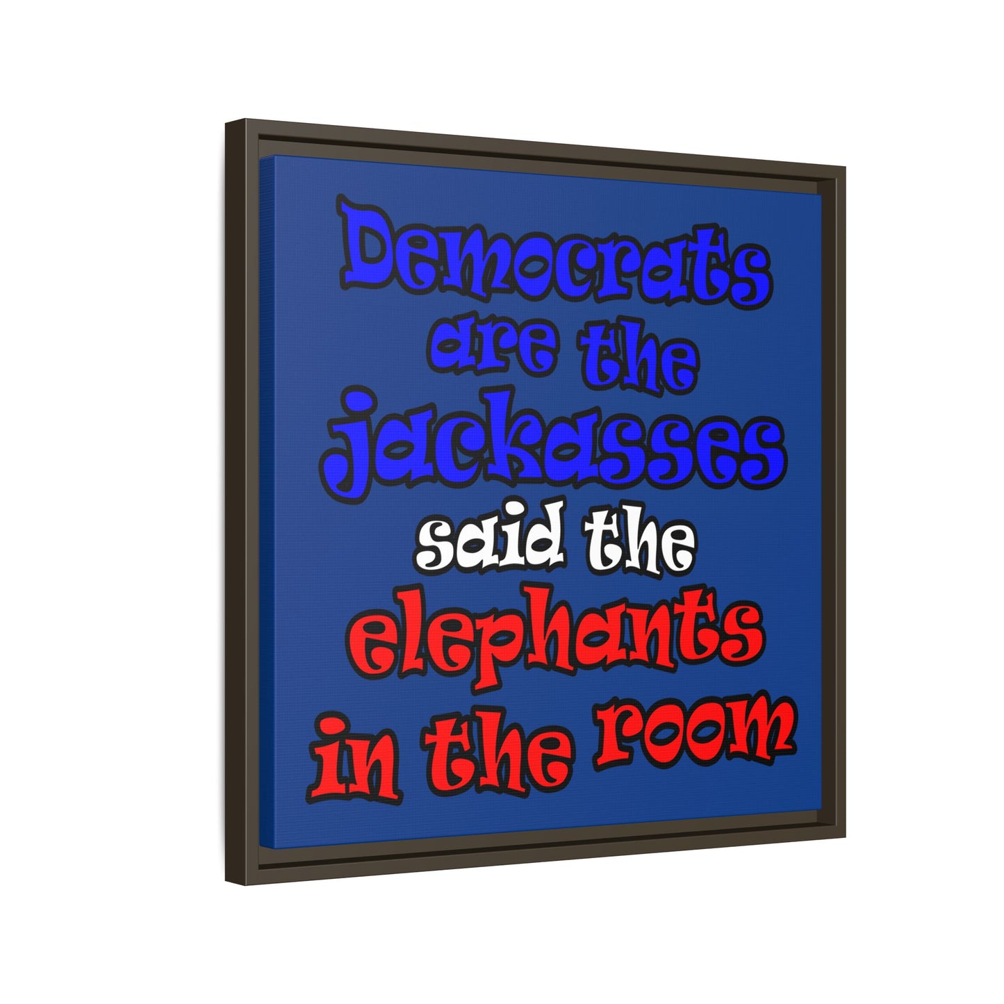 donkeys and elephants - framed canvas art (dark blue)
