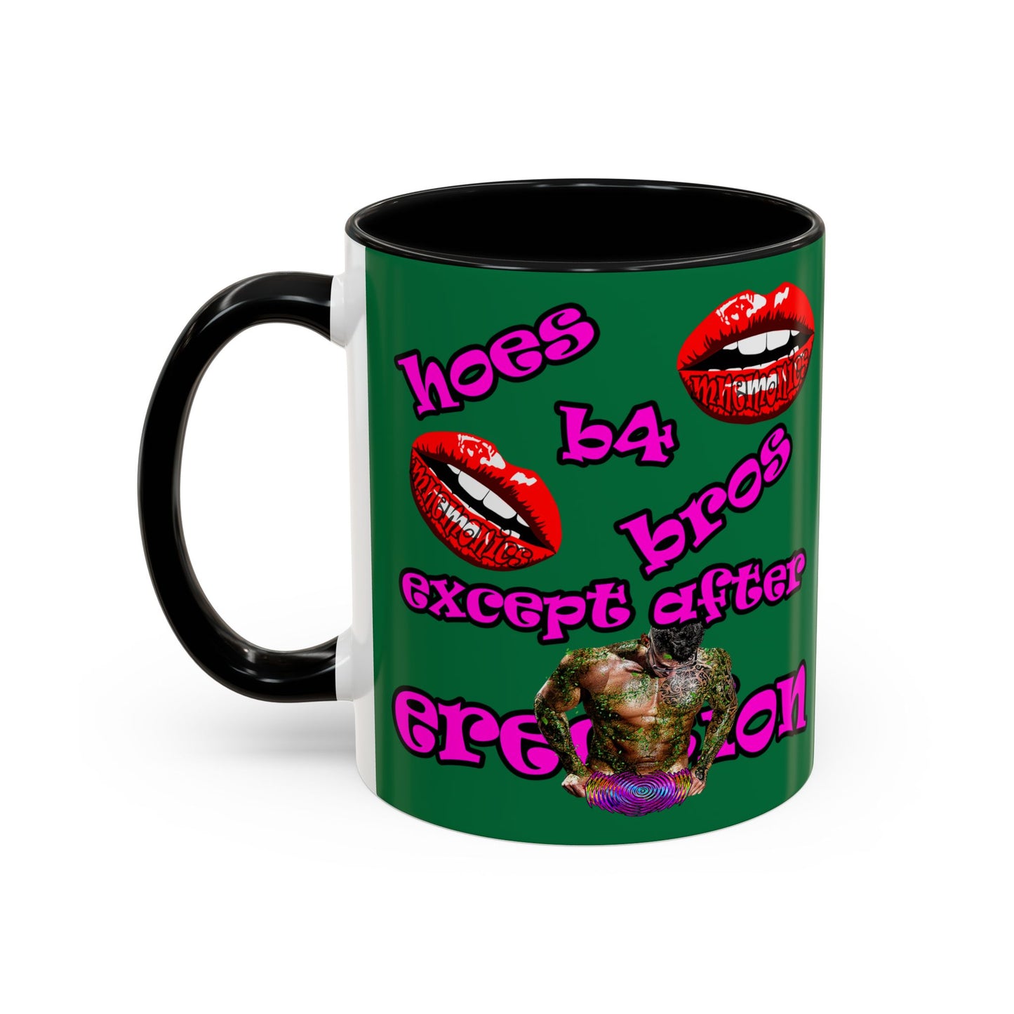 hoes b4 bros - Accent Mug (dark green)