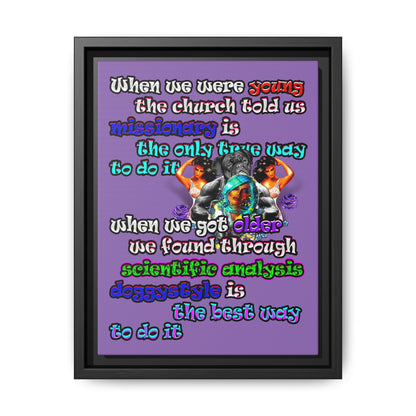 doggystyle - framed canvas art (light purple)