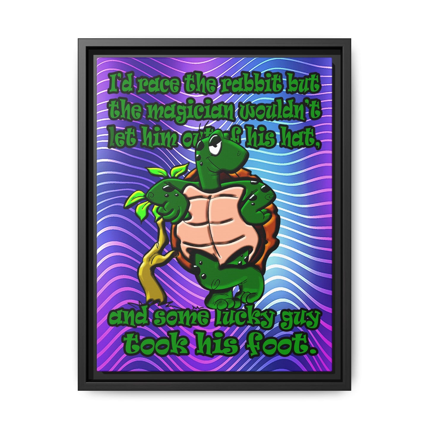 turtle race - framed canvas art (purple wave)