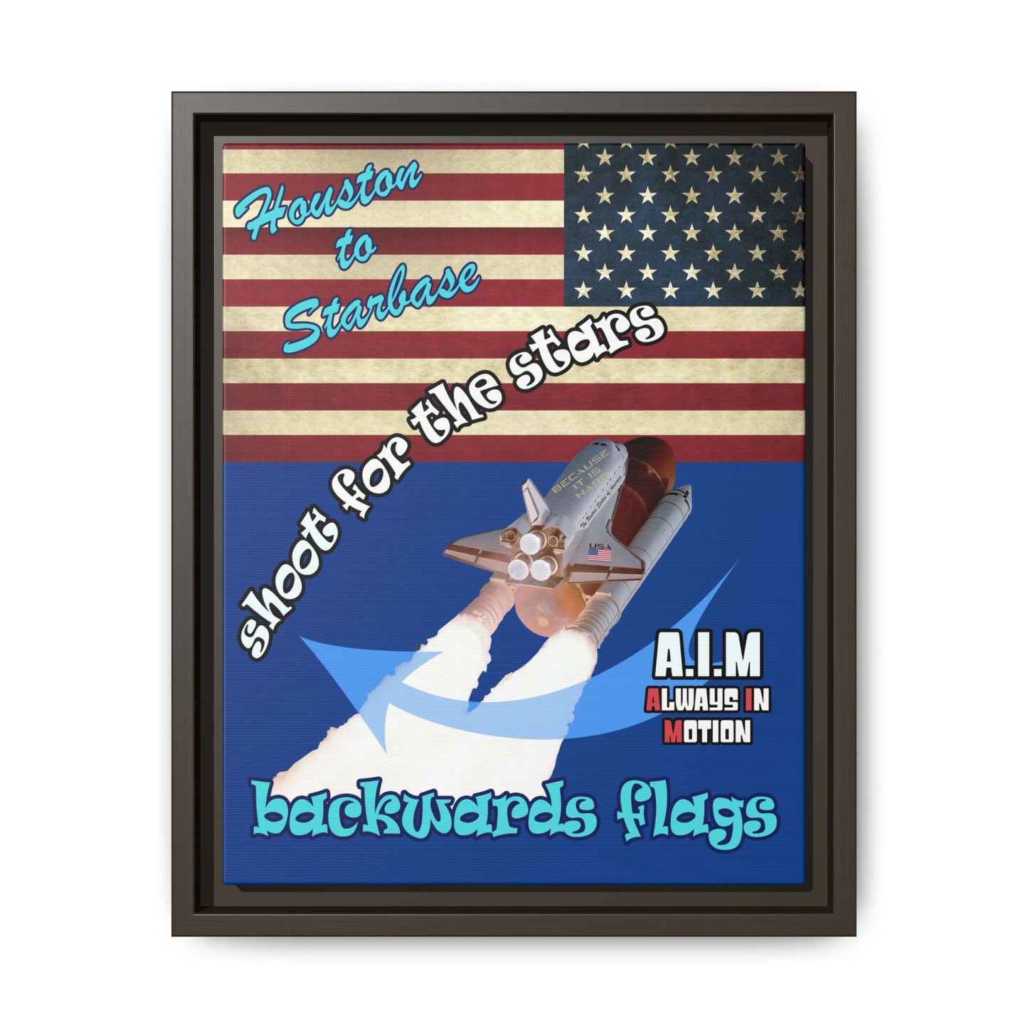 shoot for the stars - framed canvas art (dark blue)