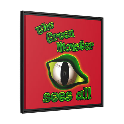 green monster - framed canvas art (dark red)