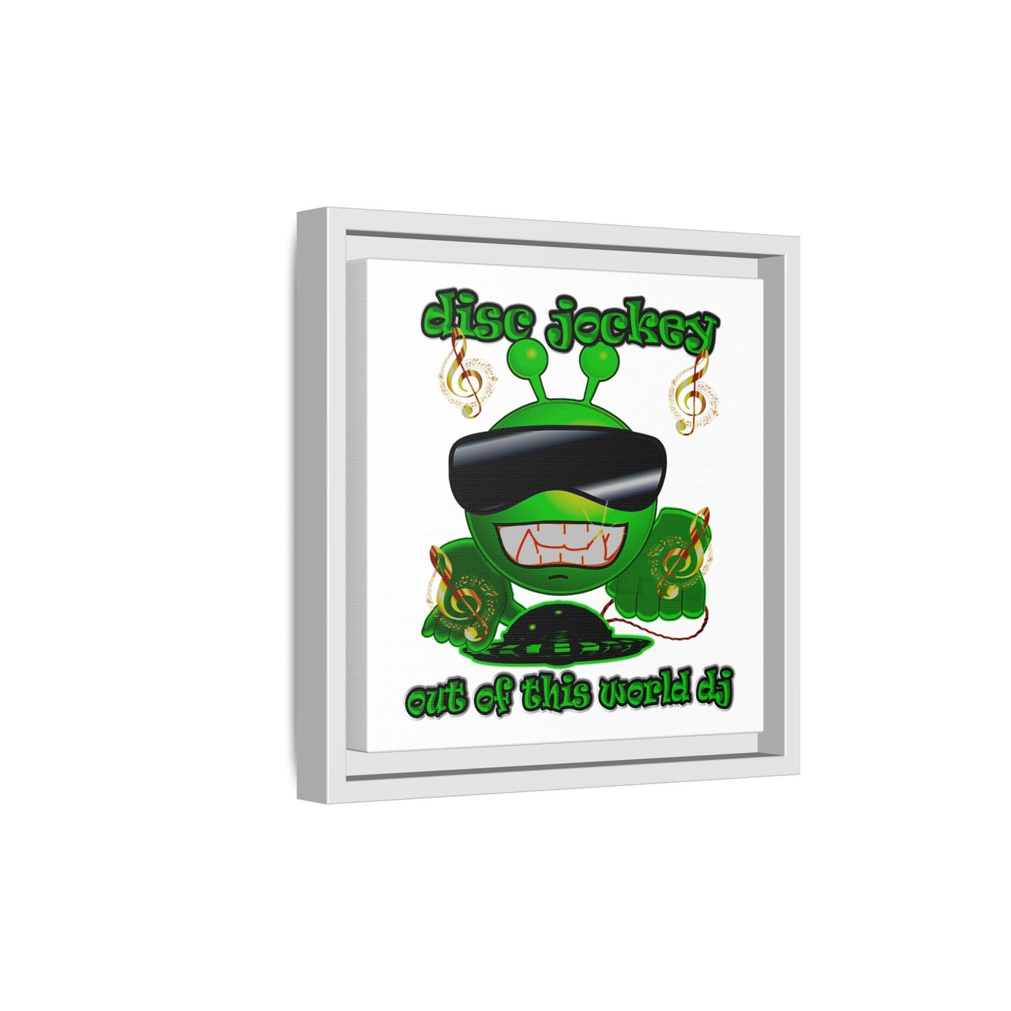 disc jockey - framed canvas art (white)