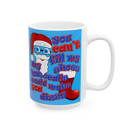 santa's shoes - White Mug (light blue-purple wave)