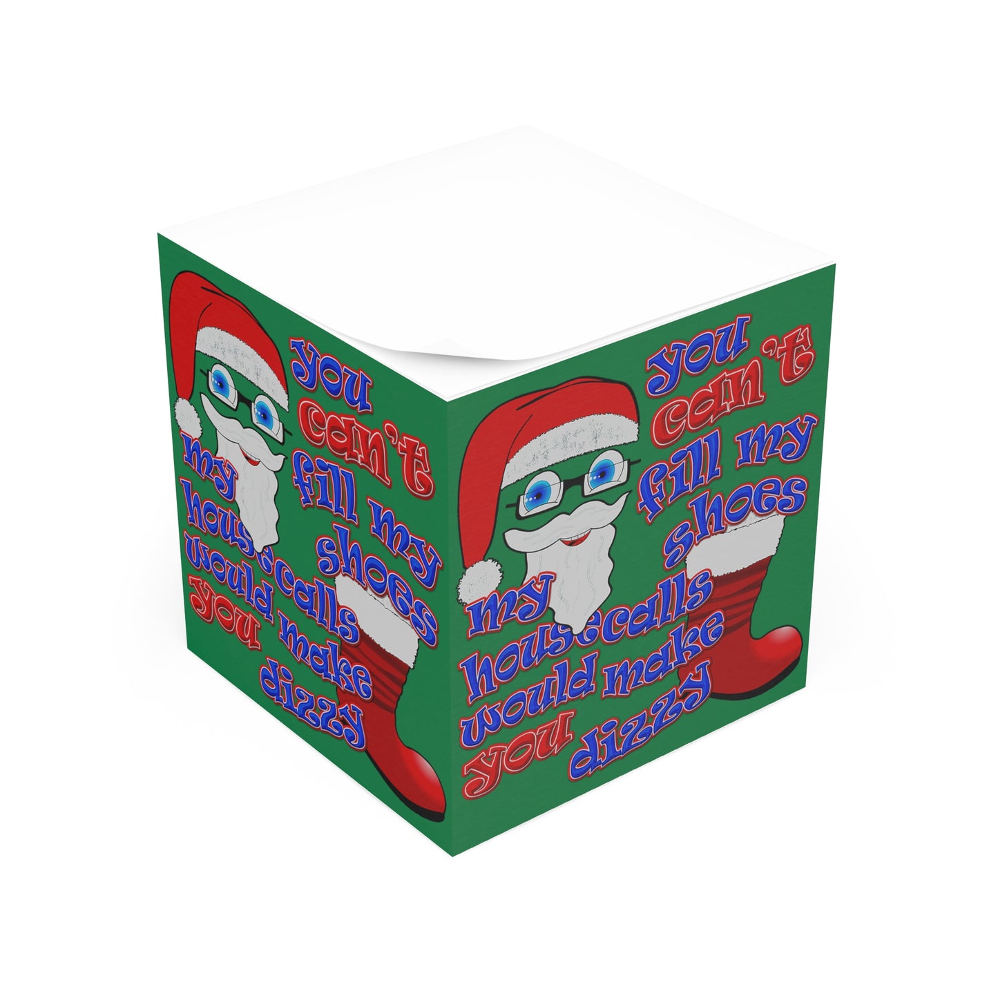 santa's shoes - note cube (dark green)