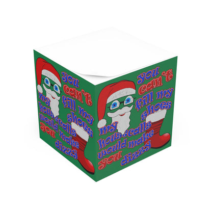 santa's shoes - note cube (dark green)