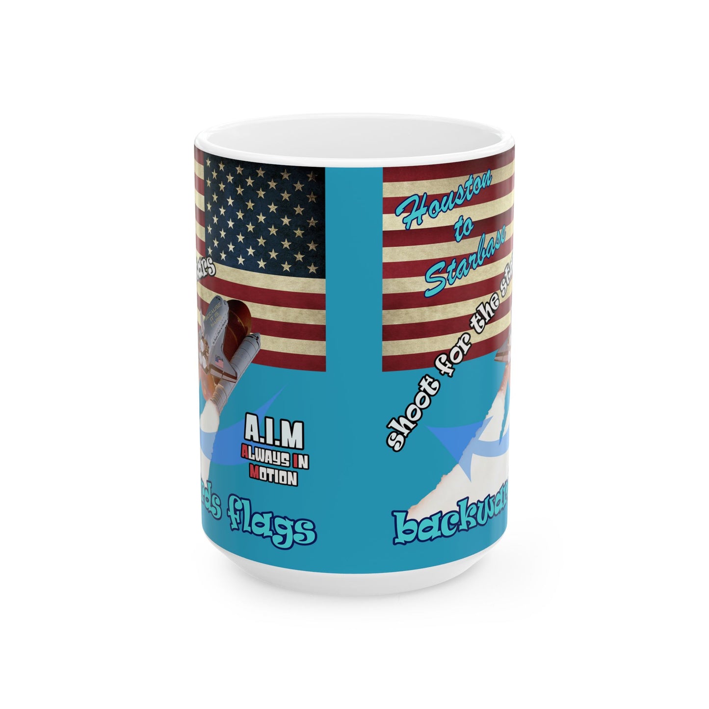 shoot for the stars - White Mug (turquoise)