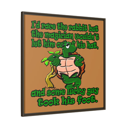 turtle race - framed canvas art (light brown)