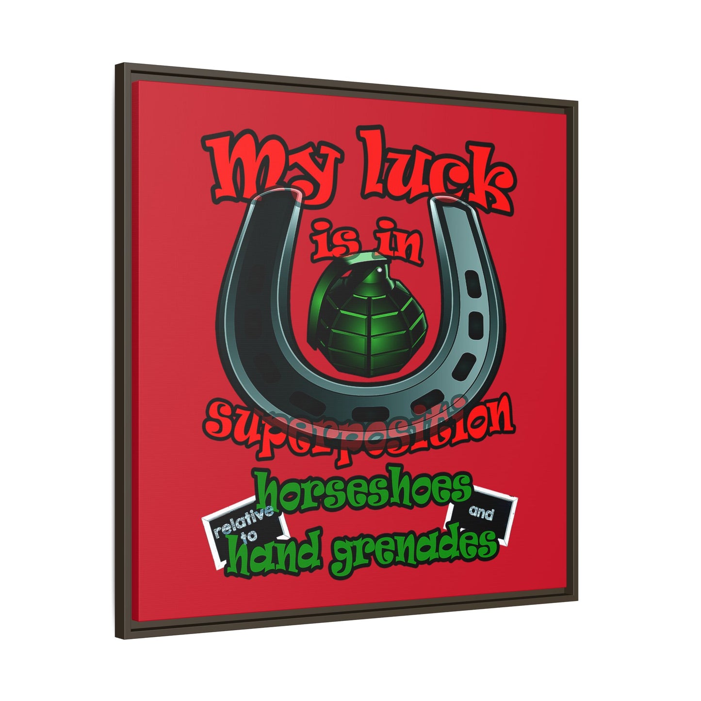 my luck - framed canvas art (dark red)