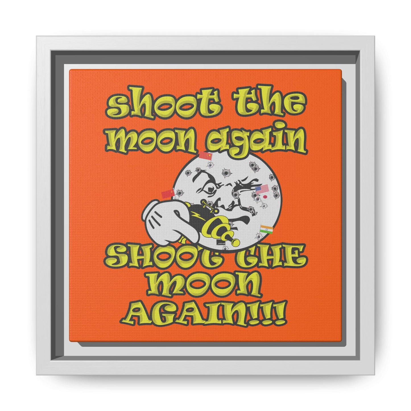 shoot the moon again - framed canvas art (orange)