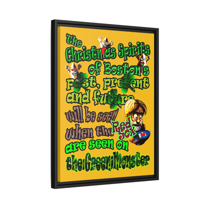christmas spirits of boston - framed canvas art (yellow)