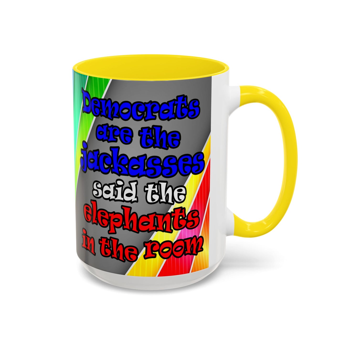 donkeys and elephants - Accent Mug (rainbow split)