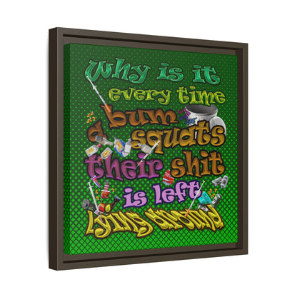 the bum's shit - framed canvas art (logo green)