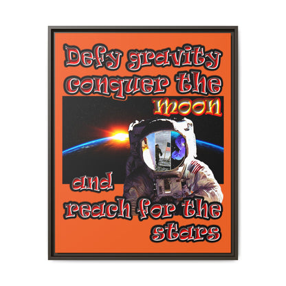 defy conquer reach - framed canvas art (orange)