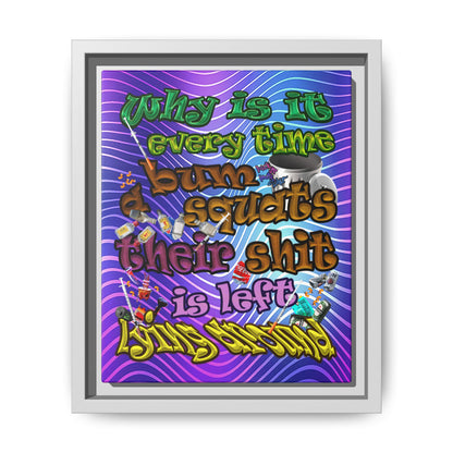 the bum's shit - framed canvas art (purple wave)