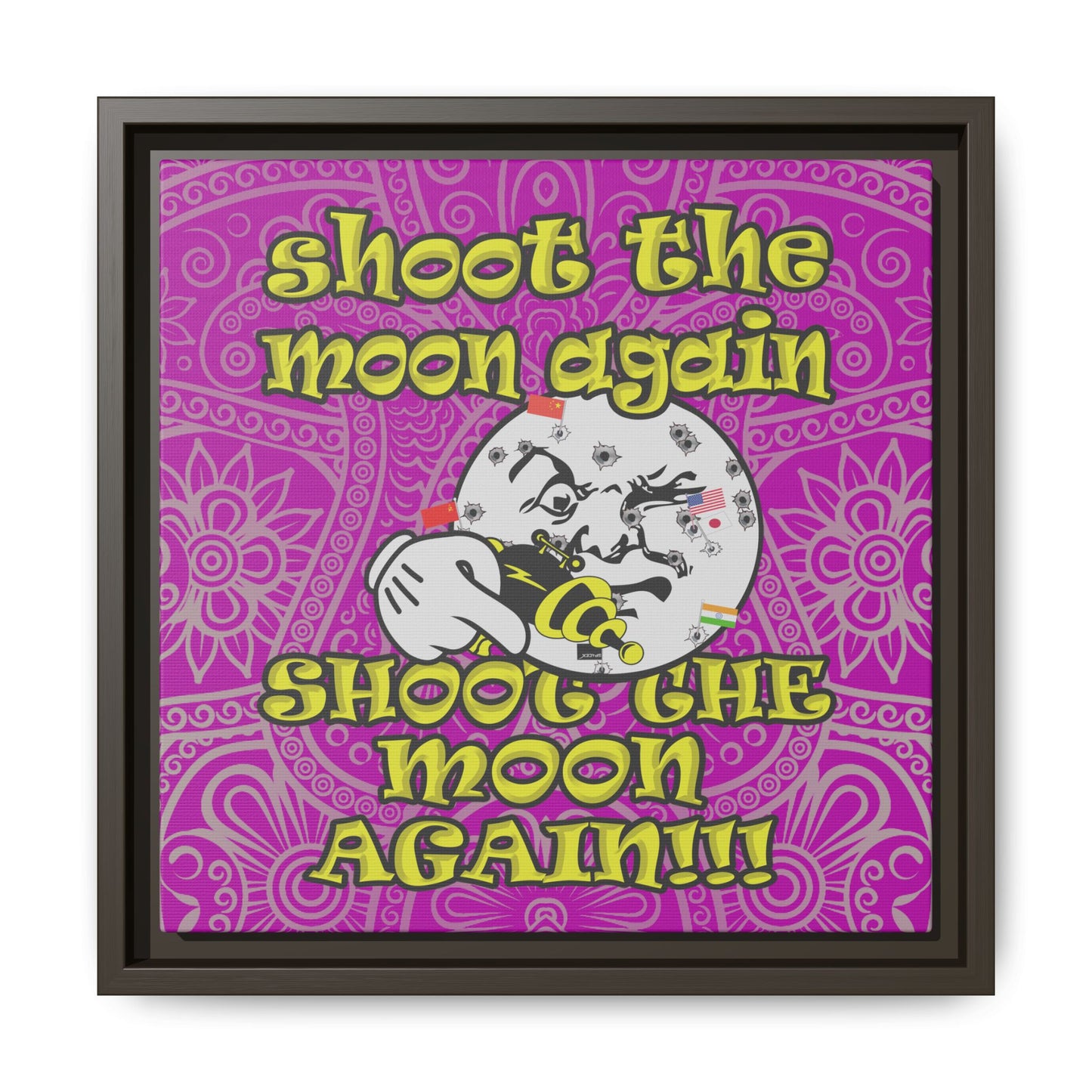 shoot the moon again - framed canvas art (pink swirl)
