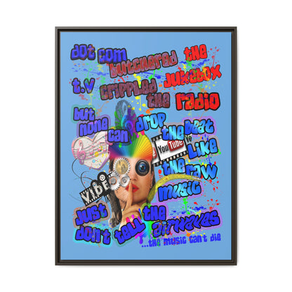 drop the beat - framed canvas art (light blue)
