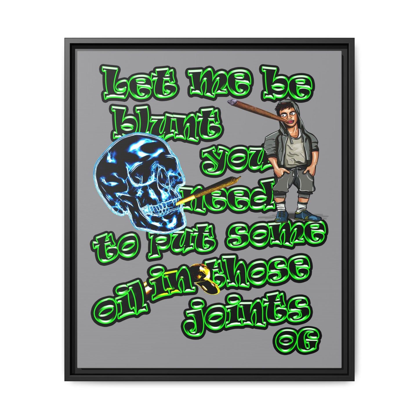 og - framed canvas art (grey)