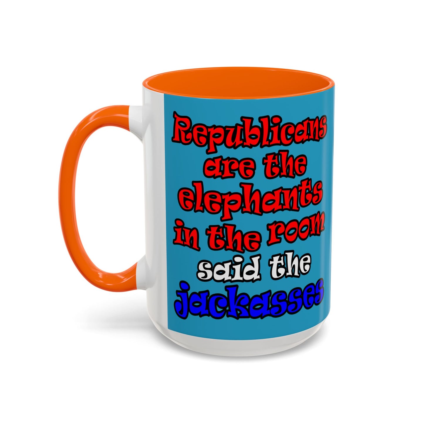 donkeys and elephants - Accent Mug (turquoise)