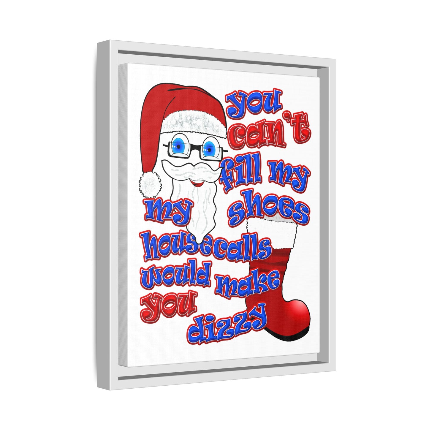 santa's shoes - framed canvas art (white)