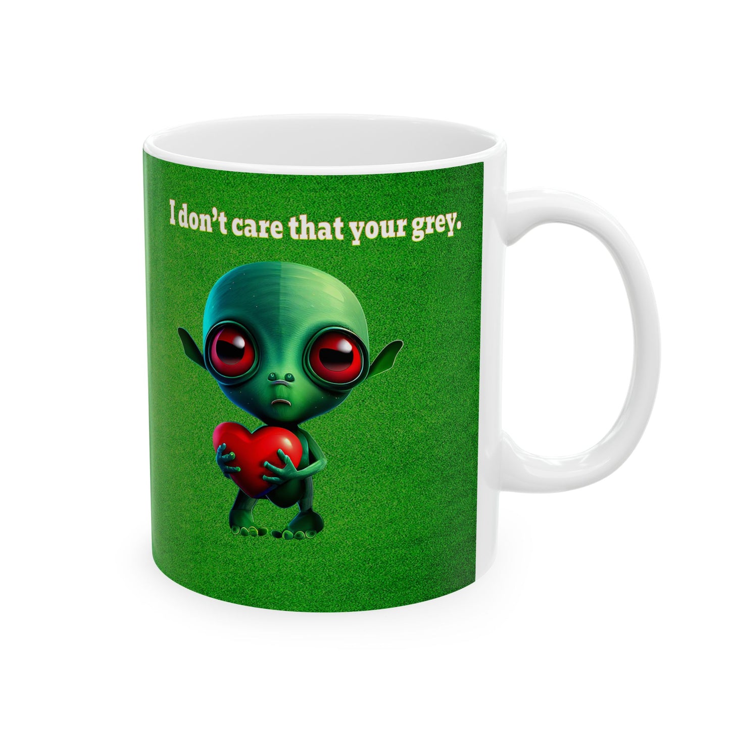I don't care that your grey - White Mug (green turf)