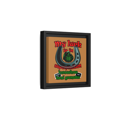 my luck - framed canvas art (light brown)