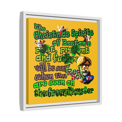 christmas spirits of boston - framed canvas art (yellow)