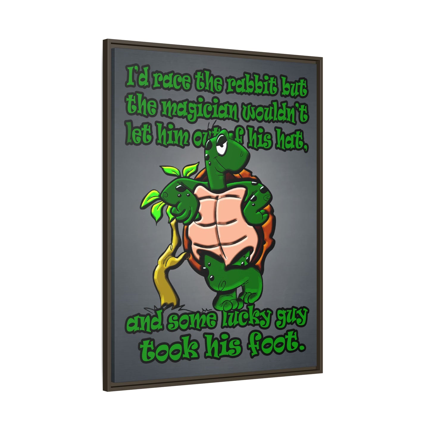 turtle race - framed canvas art (grey-light grey)
