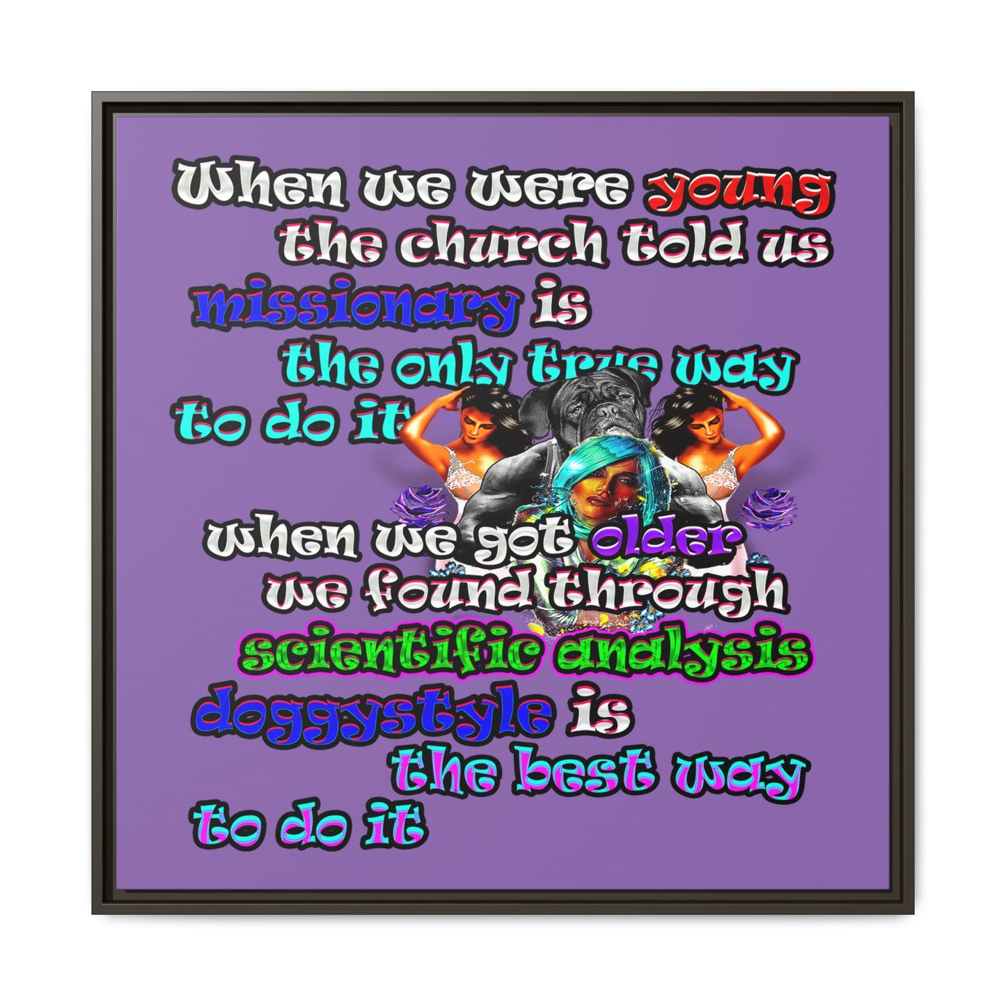 doggystyle - framed canvas art (light purple)