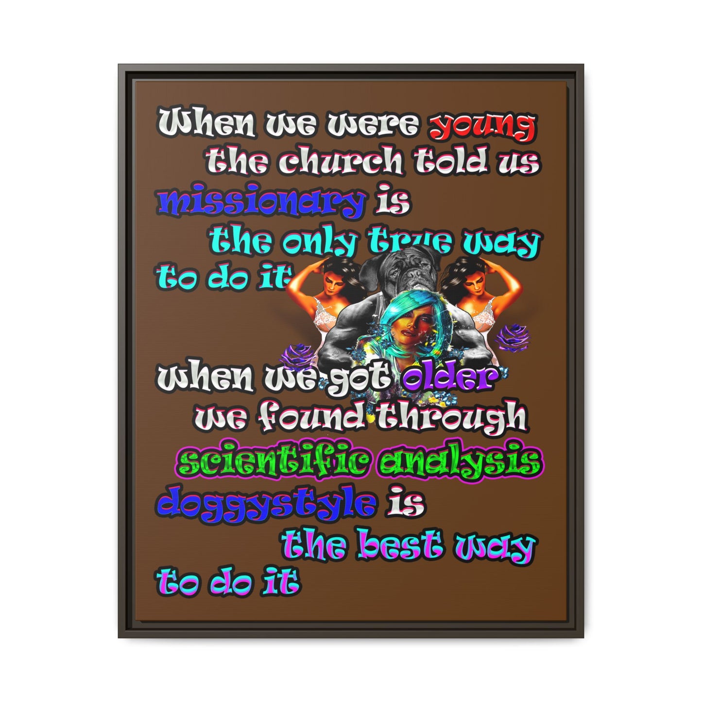 doggystyle - framed canvas art (brown)